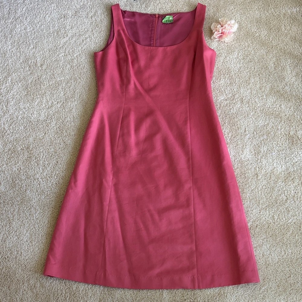 Ann Taylor Sleeveless Rose-Pink A-Line Midi Dress, 8